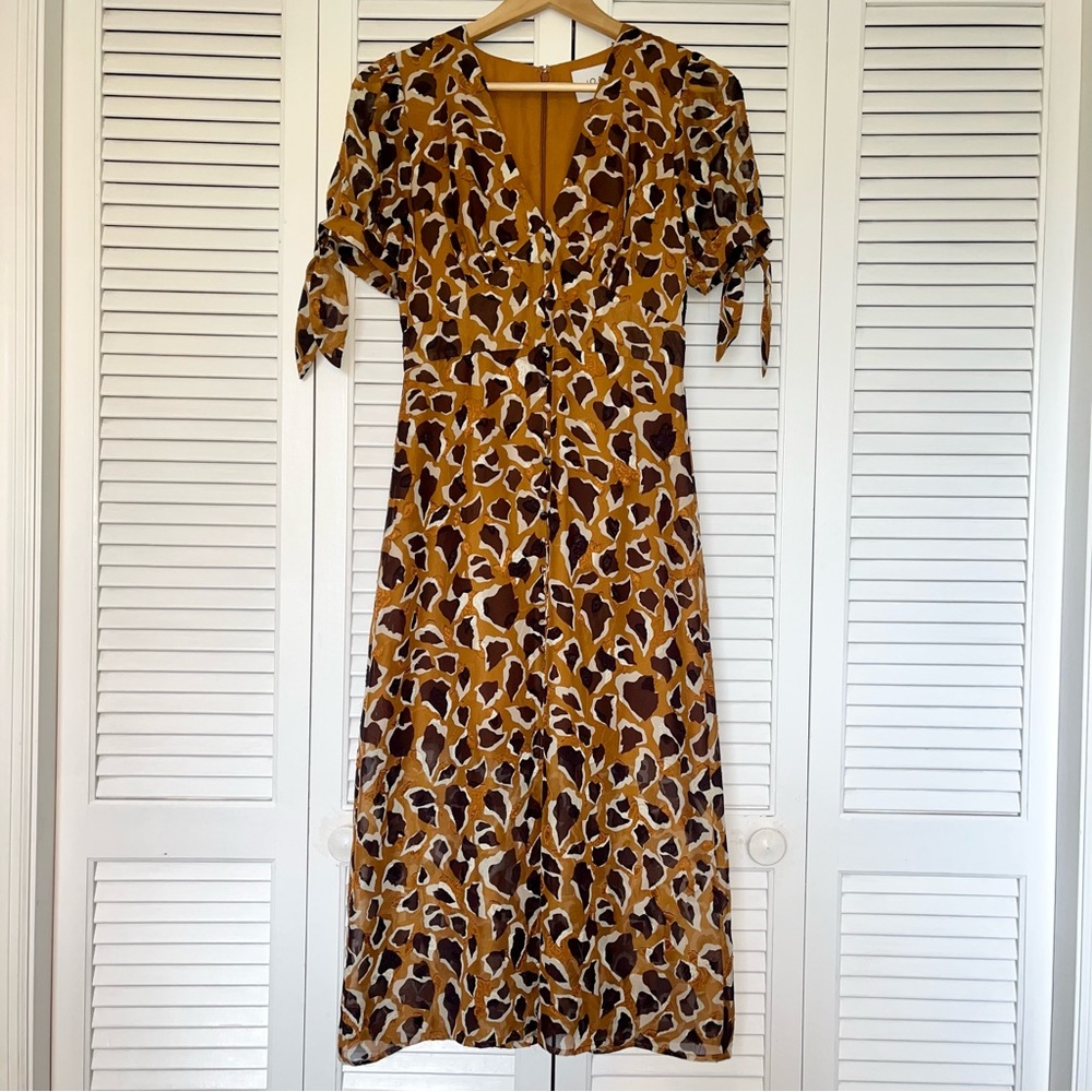 J.O.A. Brown and Tan Animal Print Midi Dress